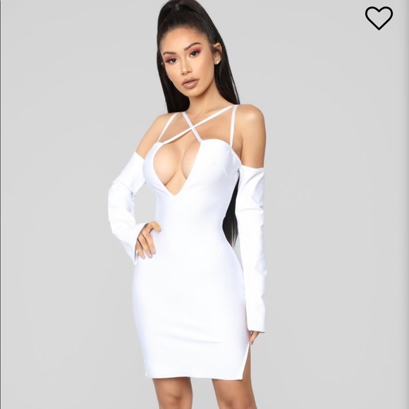 fashion nova long sleeve white dress